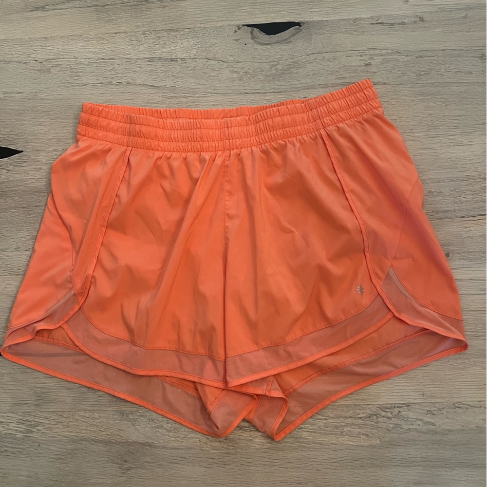Athleta Shorts Womens 1X Orange Mesh Racer Run 4''  Athletic Workout Gym
